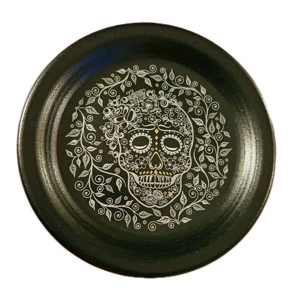 Fiesta Homer Laughlin Black Skull and Vines Appetizer Plate 6 1/2"
